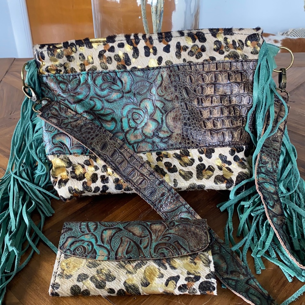 Leopard Acid Wash Crossbody and Wallet